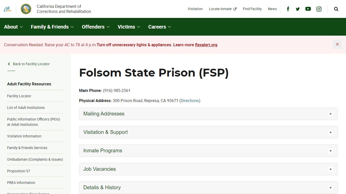 Folsom State Prison (FSP) - California Department of Corrections and ...